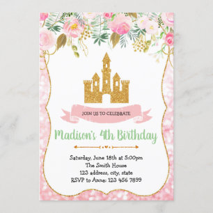 Castle princess birthday party invitation