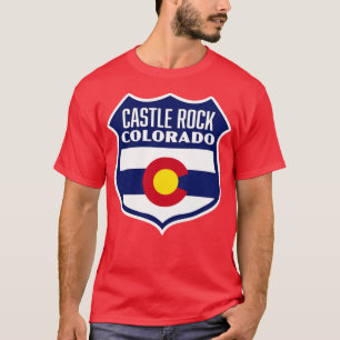Castle Rock Colorado Retro Flag Shield Blue T-Shirt