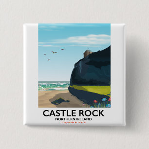 castle rock northern ireland travel poster. 15 cm square badge