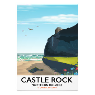 castle rock northern ireland travel poster. photo print