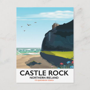 castle rock northern ireland travel poster. postcard