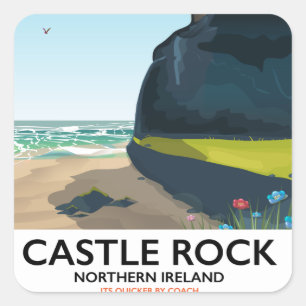 castle rock northern ireland travel poster. square sticker