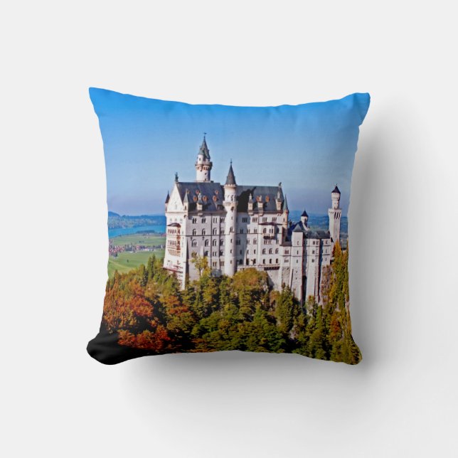 Castle (Schloss) Neuschwanstein 16x16 Pillow (Front)