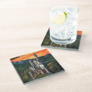 Castle Schloss Neuschwanstein Art Glass Coaster