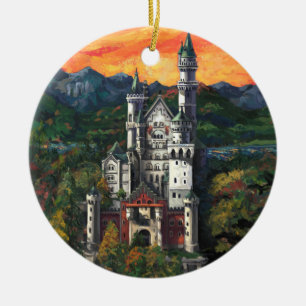 Castle Schloss Neuschwanstein Ceramic Tree Decoration