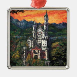 Castle Schloss Neuschwanstein Metal Tree Decoration