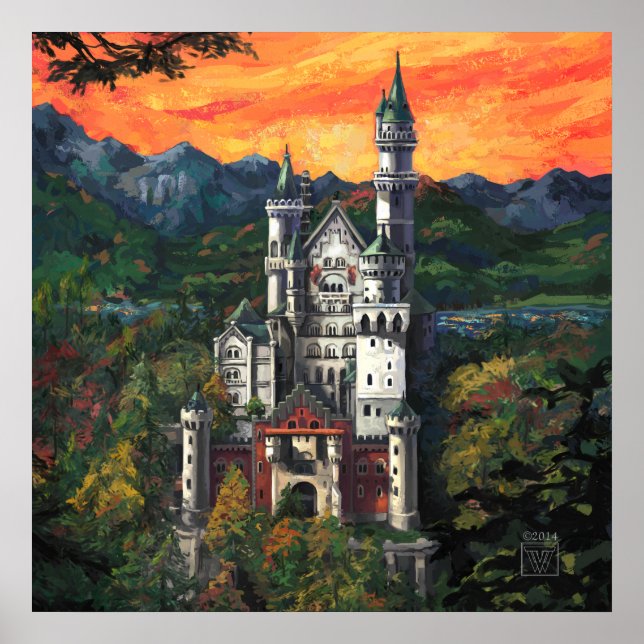 Castle Schloss Neuschwanstein Poster (Front)