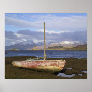 Castle Stalker with fishing boat in the Poster