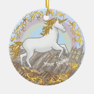 Castle Unicorn  Ceramic Ornament