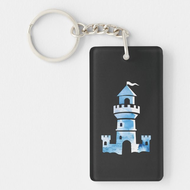 Castle Watercolor Art Keychain (Front)