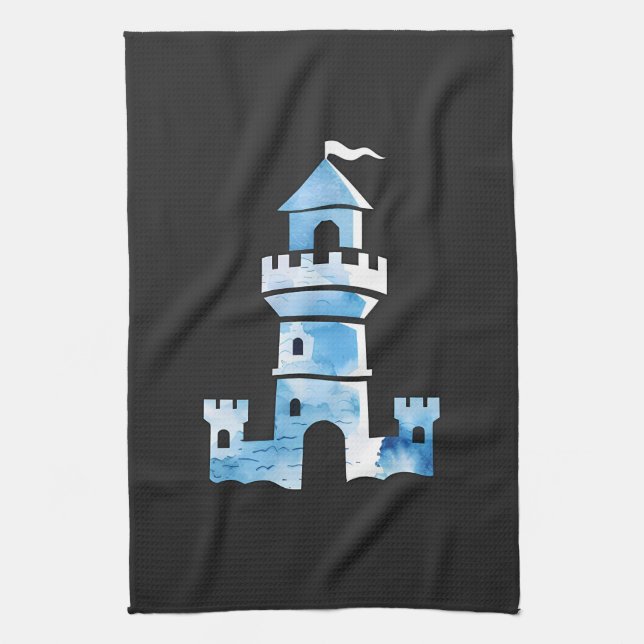 Castle Watercolor Art Kitchen Towel (Vertical)