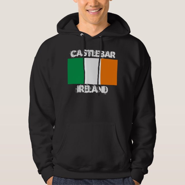Castlebar, Ireland with Irish flag Hoodie (Front)