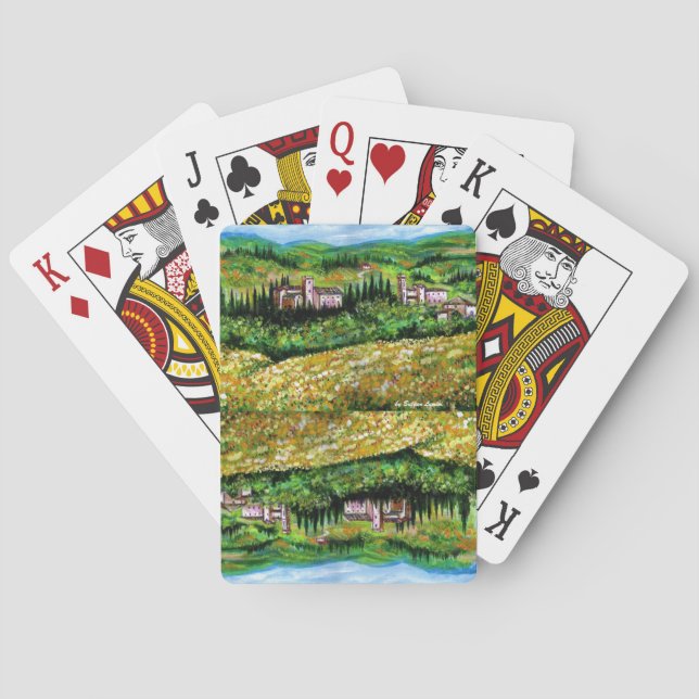 CASTLES IN CHIANTI LANDSCAPE ,YELLOW FLOWER FIELDS PLAYING CARDS (Back)