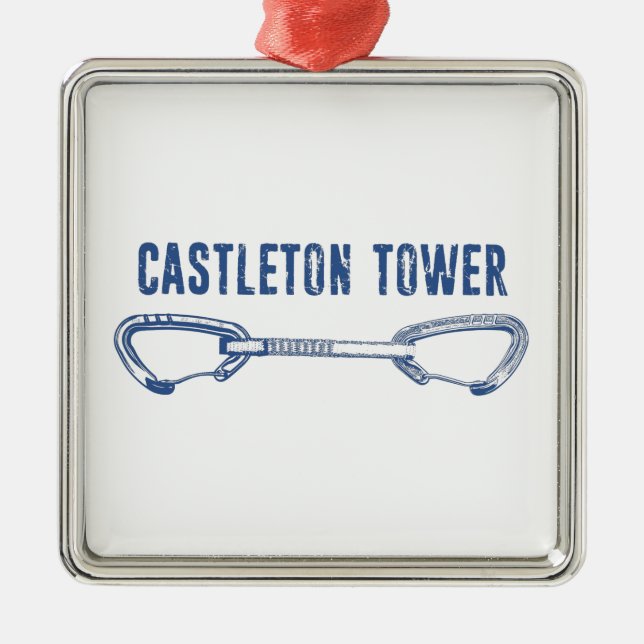 Castleton Tower Climbing Quickdraw Metal Ornament (Front)