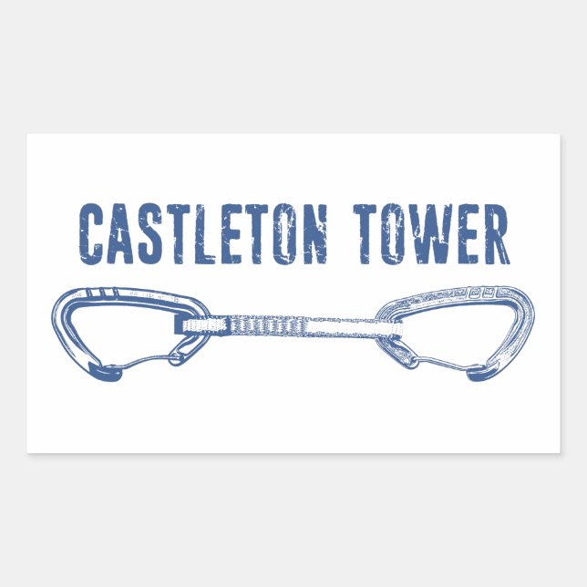 Castleton Tower Climbing Quickdraw Rectangular Sticker (Front)