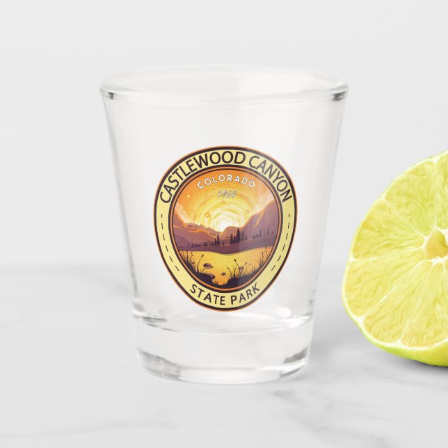 Castlewood Canyon State Park Colorado Badge Shot Glass (Front)
