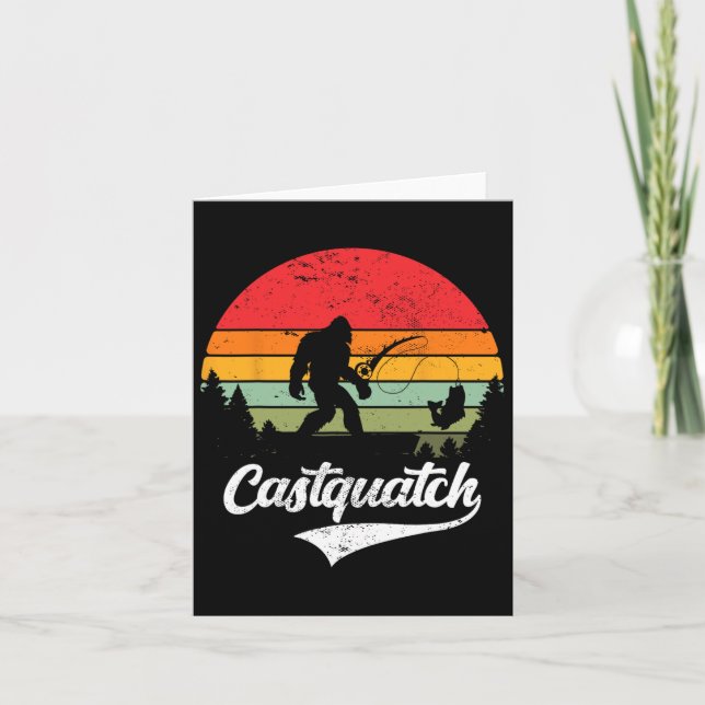 Castquatch Funny B Fisherman Fishing Meme  Card (Front)