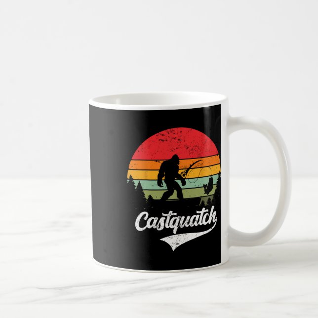 Castquatch Funny B Fisherman Fishing Meme  Coffee Mug (Right)