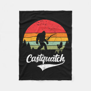 Castquatch Funny B Fisherman Fishing Meme Fleece Blanket