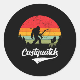 Castquatch Funny Byss Fisherman Fishing Meme Classic Round Sticker