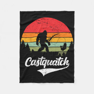 Castquatch Funny Byss Fisherman Fishing Meme Fleece Blanket