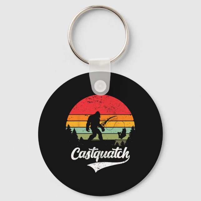Castquatch Funny Byss Fisherman Fishing Meme  Key Ring (Front)
