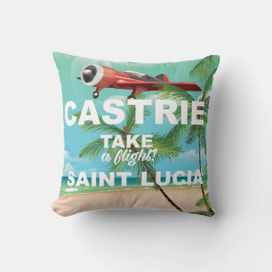 Castrie Saint Lucia vintage travel poster Cushion