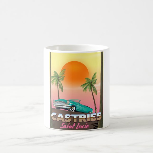 Castries Saint Lucia exotic tropical travel poster Coffee Mug (Center)