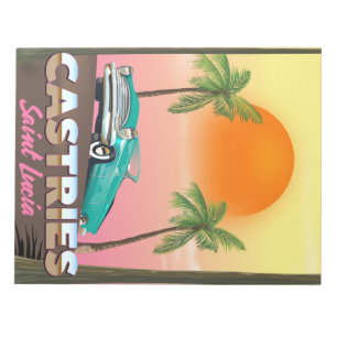 Castries Saint Lucia exotic tropical travel poster Notepad