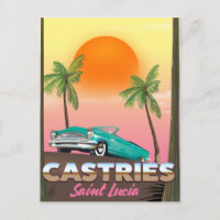 Castries Saint Lucia exotic tropical travel poster