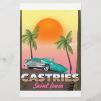 Castries Saint Lucia exotic tropical travel poster