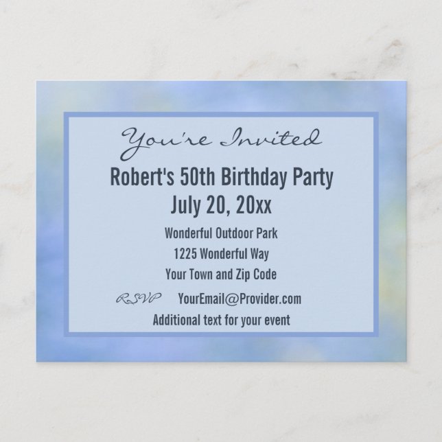 Casual Abstract Blue Yellow Pattern Event  Invitat Postcard (Front)