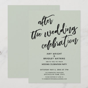 Casual After the Wedding Celebration Sage Green Invitation
