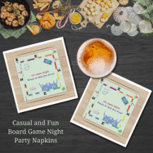 Casual and Fun Board Game Night Party Napkins
