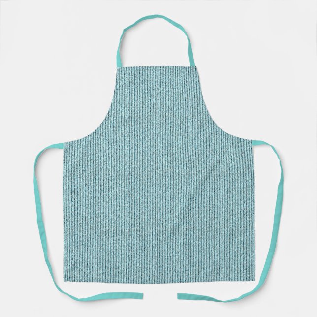 Casual Aqua Corduroy Stripe Pattern  Apron (Front)