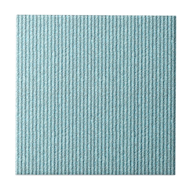 Casual Aqua Corduroy Stripe Pattern  Ceramic Tile (Front)