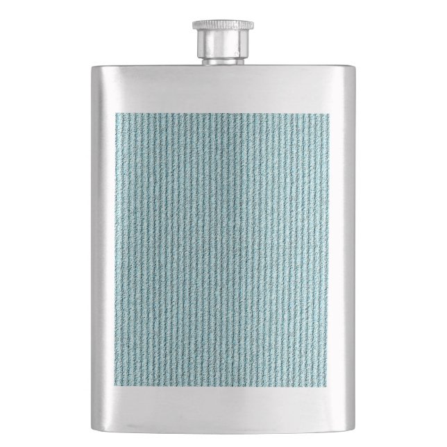 Casual Aqua Corduroy Stripe Pattern  Hip Flask (Front)