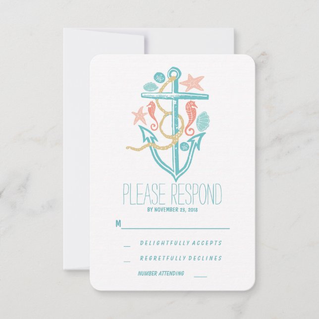 Casual beach wedding RSVP (Front)