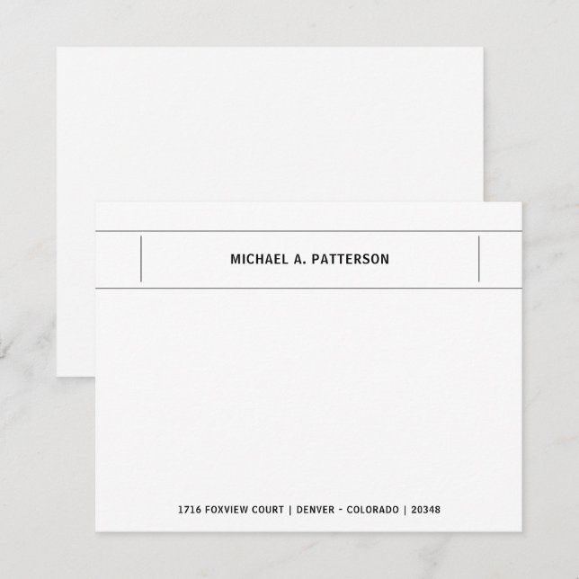 Casual Black Personalised Name Address Border Card (Front/Back)