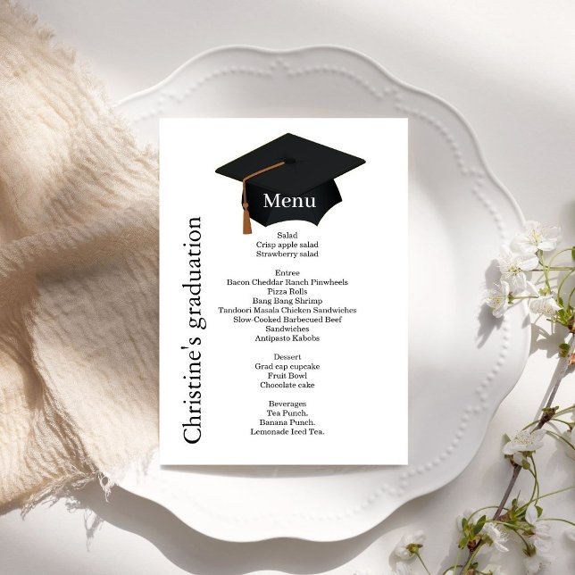 Casual black & white Graduation party dinner menu (Creator Uploaded)