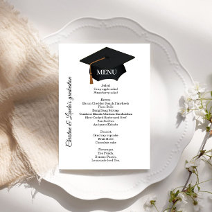 Casual black & white Graduation party dinner menu Invitation
