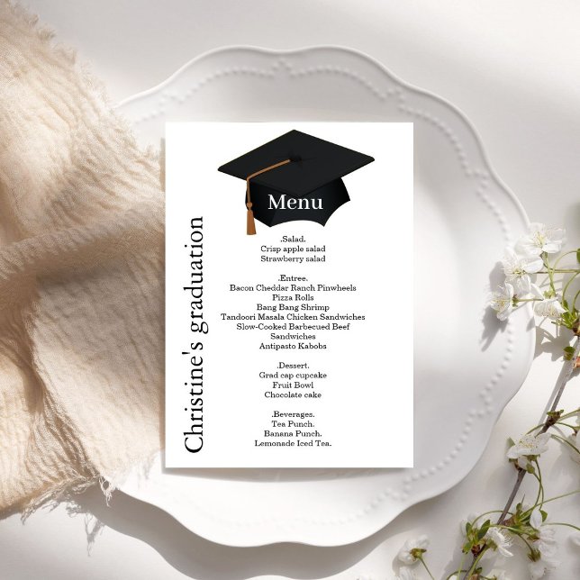 Casual black & white Graduation party dinner menu Invitation (Creator Uploaded)