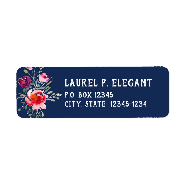Casual Blue Floral Return Address Label (Front)