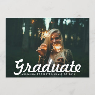 Casual Bold Graduate Script Photo Graduation Party Invitation