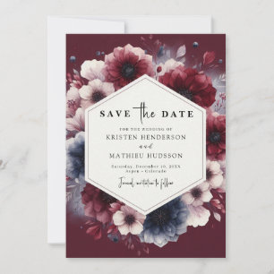 Casual Burgundy Wedding Save The Date