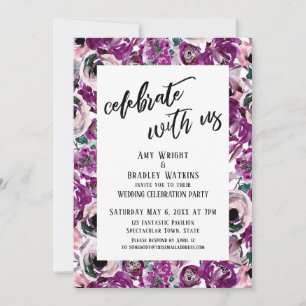 Casual Celebrate with Us Pink Watercolor Flowers Invitation