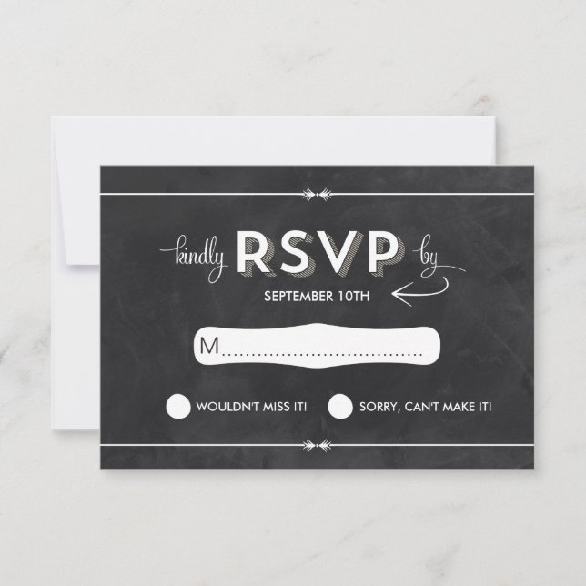 Casual Chalkboard RSVP Card (Front)
