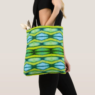 Casual chevron green blue tote bag