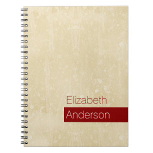 Casual Chic Beige and Red Simple Grunge With Name Notebook