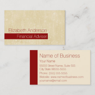 Casual Chic Beige Grunge Financial Adviser Business Card